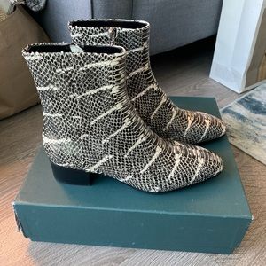 Aeydē Naomi Snake Print Black/White Ankle Booties